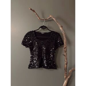 Vintage 1990s Full Sequin Wool Top